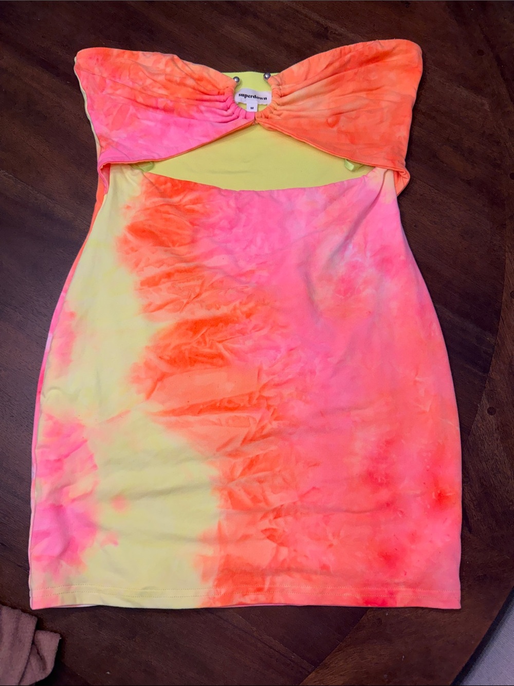 superdown Strapless Tie-Dye Mini Dress - Pink & Yellow